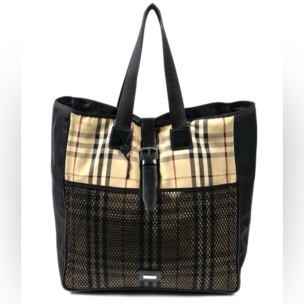 BURBERRY Authentic Womens/Mens Shoulder Tote Bag Canvas Mesh Large Front Pocket